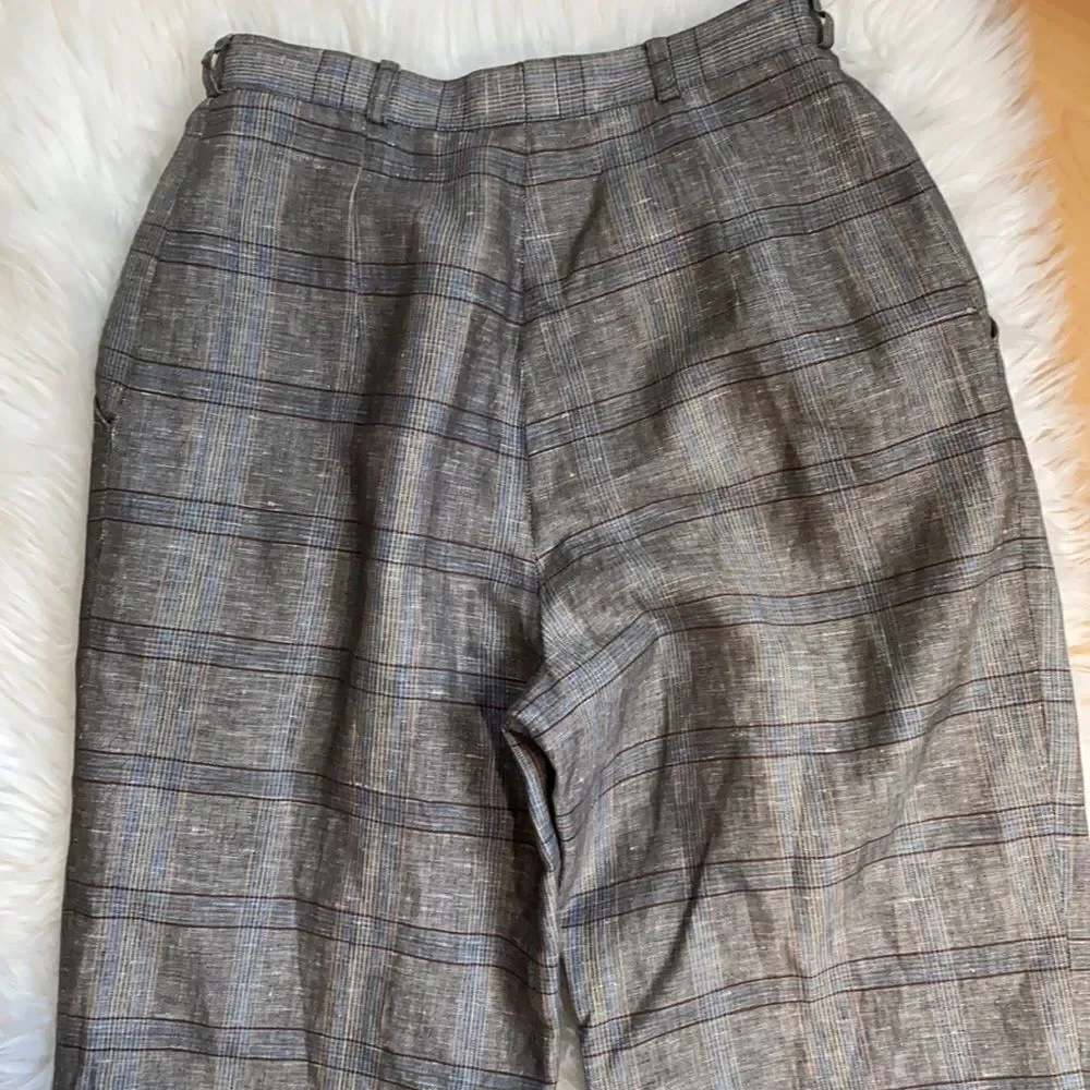 Giorgio Sant’Angelo Linen Plaid Ankle Pants size 6 - Picture 4 of 5